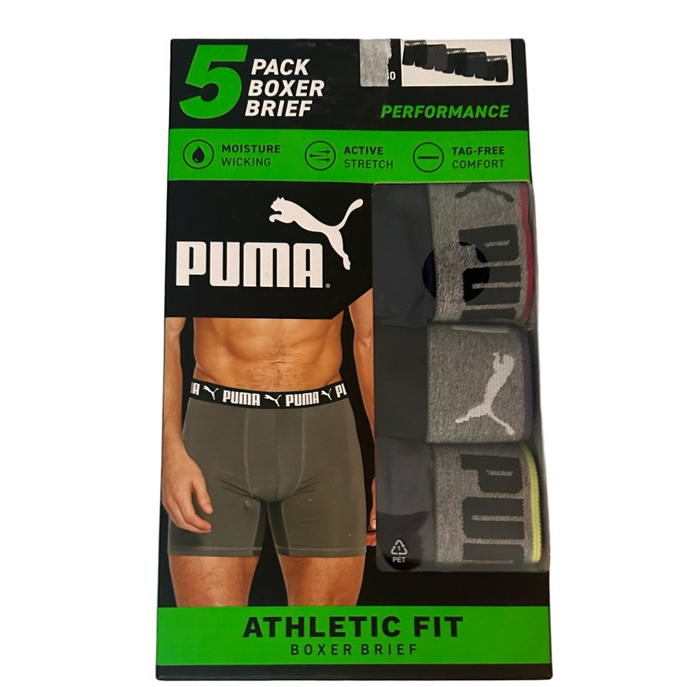 Puma Men’s Boxer Briefs 5 Pack Small